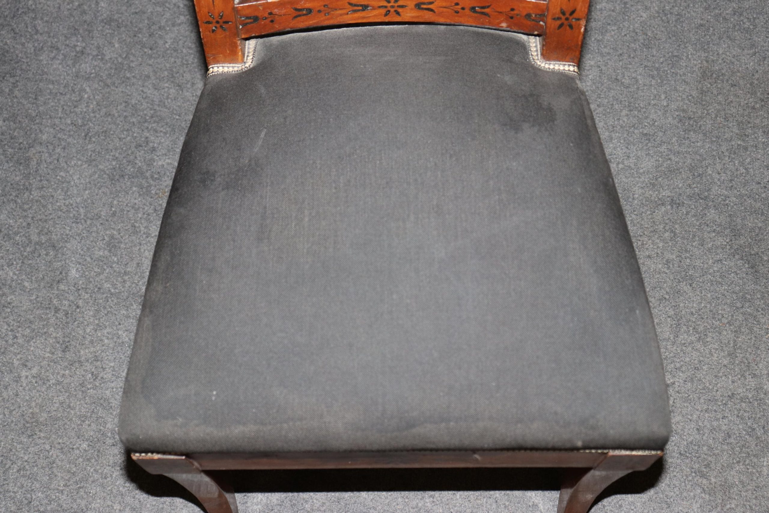 Pair of Antique Empire Style Dutch Marquetry Inlaid and Carved Side Chairs, Accent Chairs - Image 10