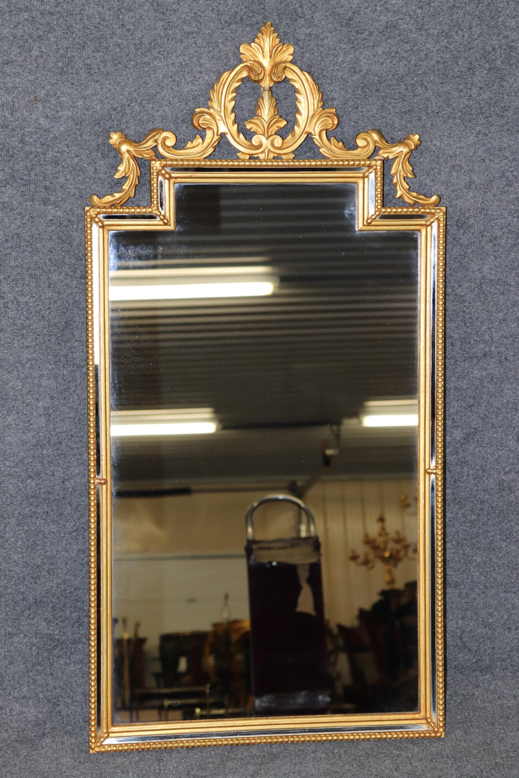 Vintage Italian Rococo Style Carved Gold Gilt Mirror, Wall Mirror - Image 2