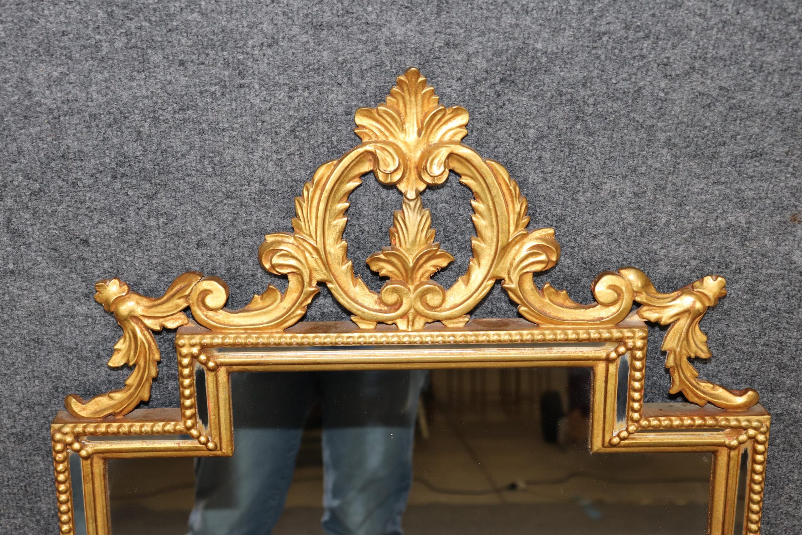 Vintage Italian Rococo Style Carved Gold Gilt Mirror, Wall Mirror - Image 5