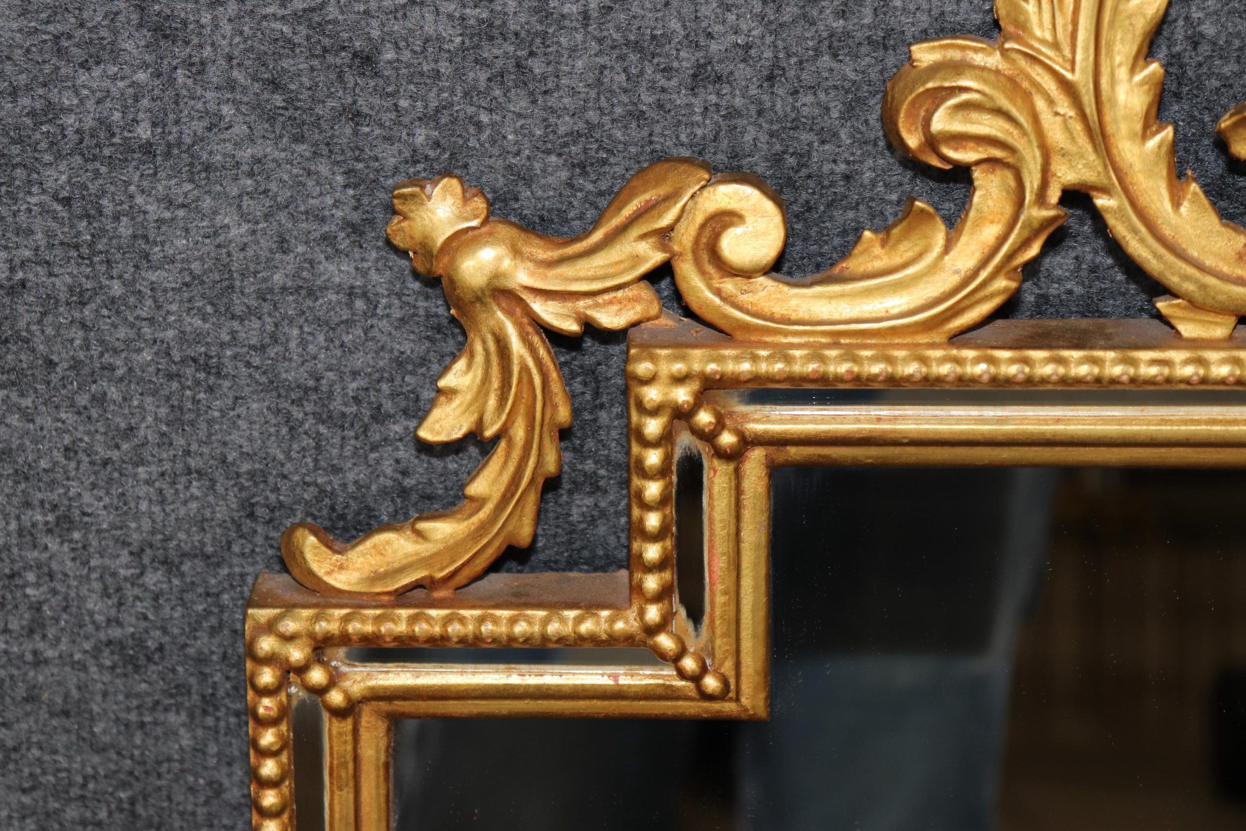 Vintage Italian Rococo Style Carved Gold Gilt Mirror, Wall Mirror - Image 7