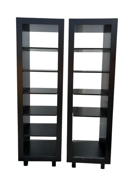 Set of 2 Black Ebonized Bookcases