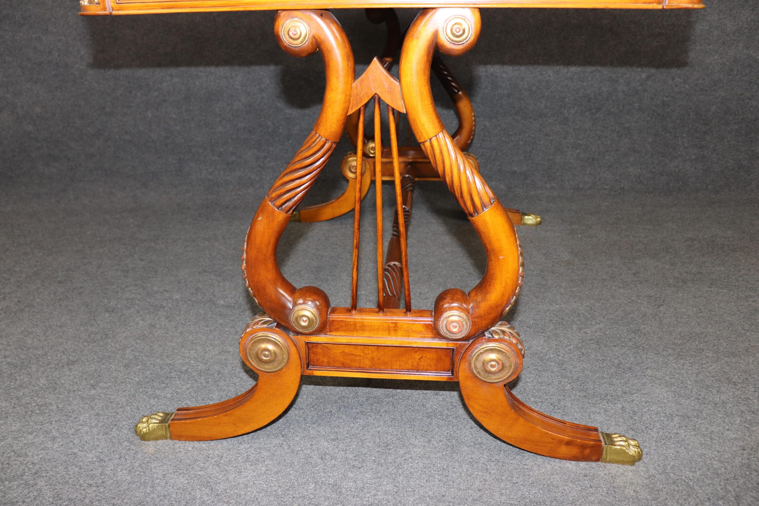 Italian Regency Style Embossed Leather Top Desk, Vintage Desk - Image 8