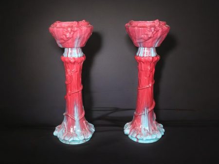 Antique 19th Century Monumental Pair of Majolica Planters, Jardiniere