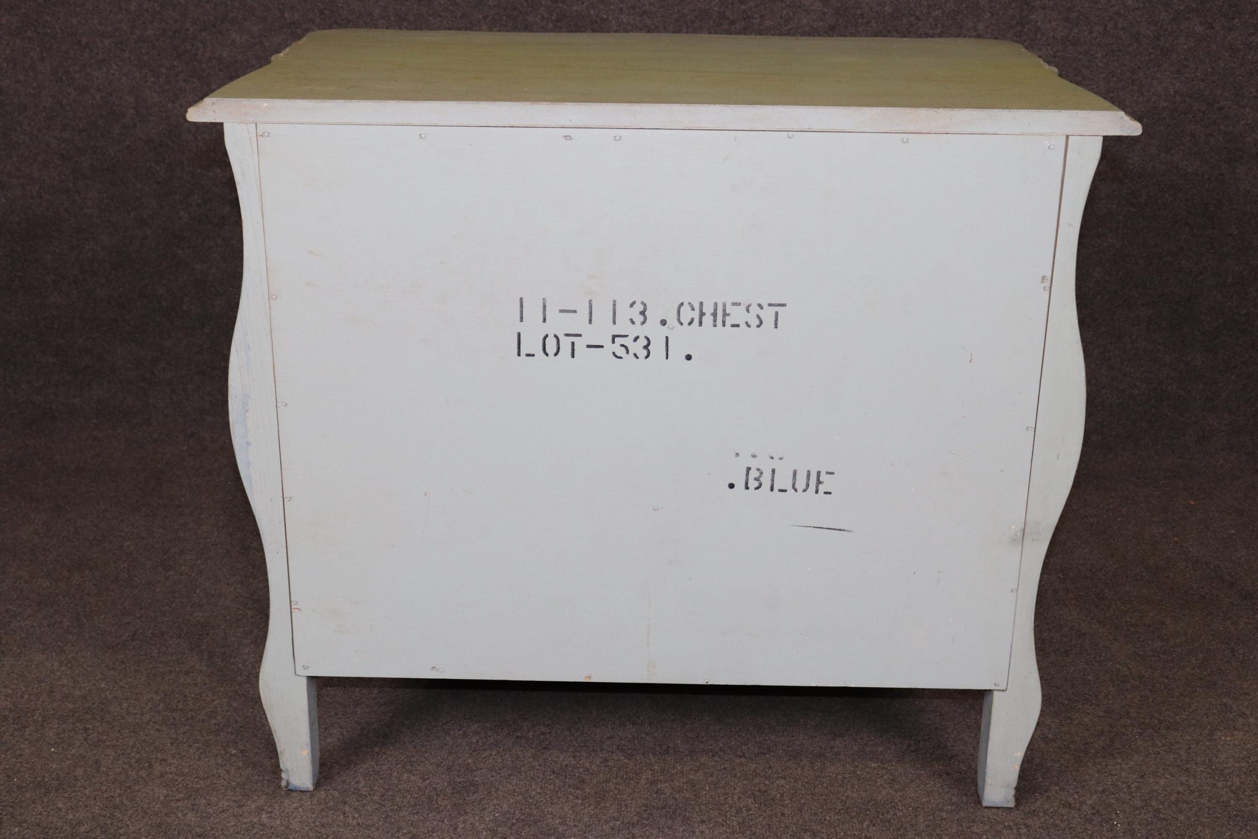 Louis XV Country French Style Blue Distressed Chest of Drawers by Hickory, Commode - Image 3