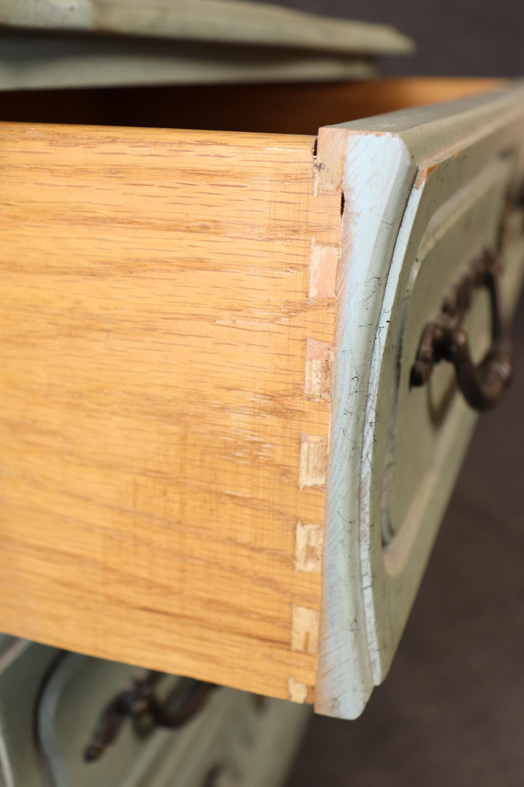 Louis XV Country French Style Blue Distressed Chest of Drawers by Hickory, Commode - Image 6