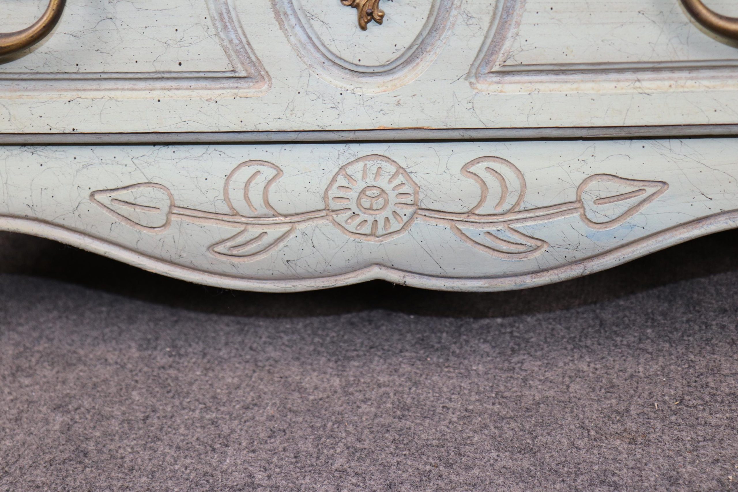 Louis XV Country French Style Blue Distressed Chest of Drawers by Hickory, Commode - Image 8