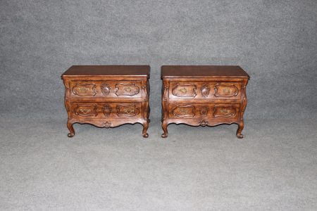 Pair of Louis XV Style Carved Two Drawer Night Stands, Vintage Nightstands