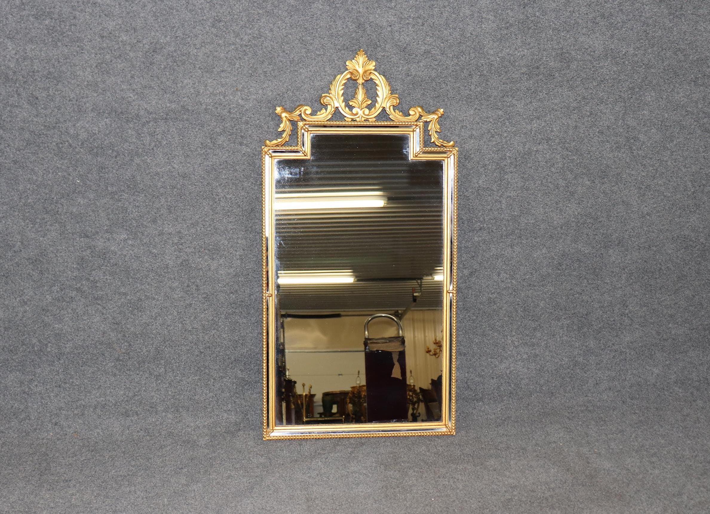 Vintage Italian Rococo Style Carved Gold Gilt Mirror, Wall Mirror