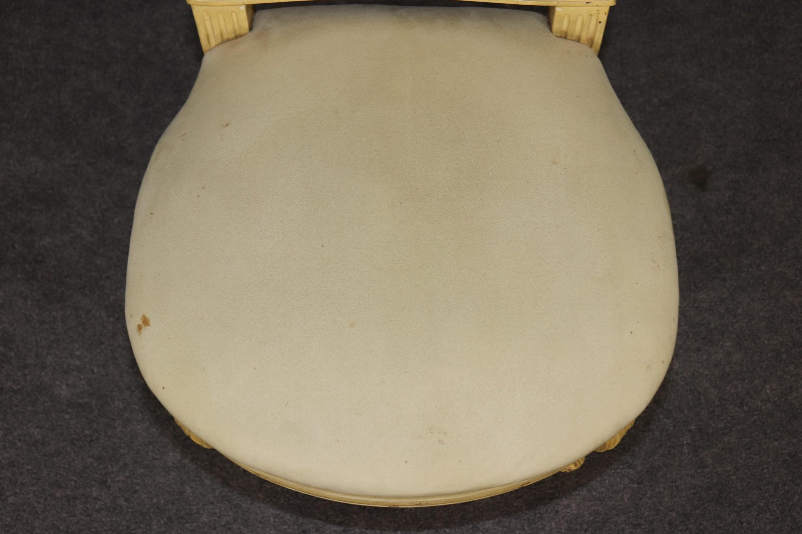 Set of 6 French Louis XV Style Distressed Dining Chairs: Early 20th Century - Image 9