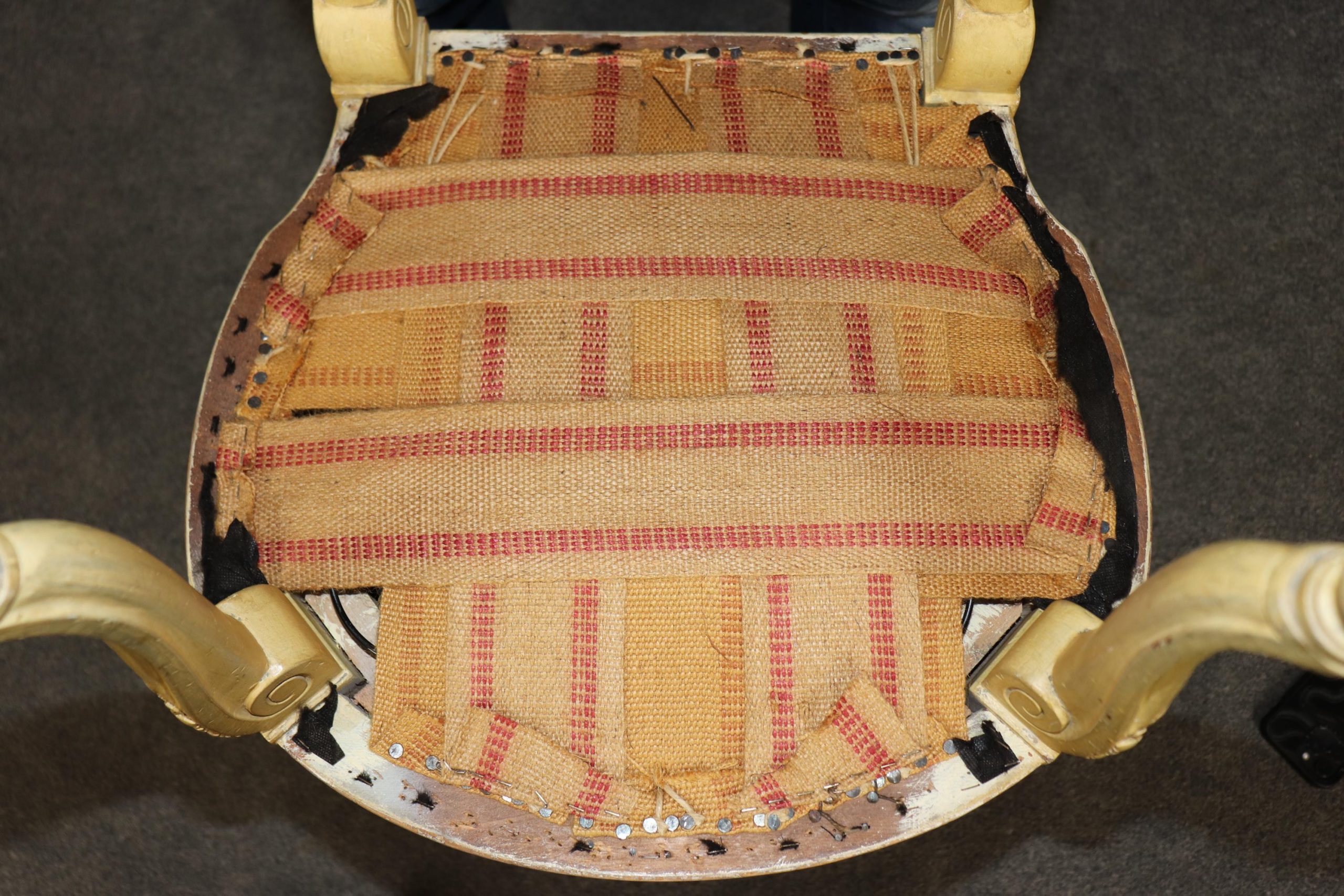 Set of 6 French Louis XV Style Distressed Dining Chairs: Early 20th Century - Image 10