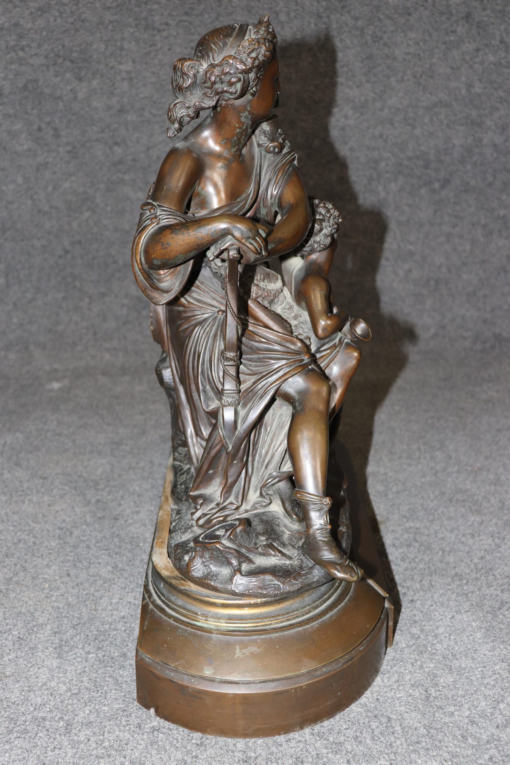 Antique 19th Century French Bronze Sculpture of Diana the Huntress by A. Moreau, Statue - Image 2