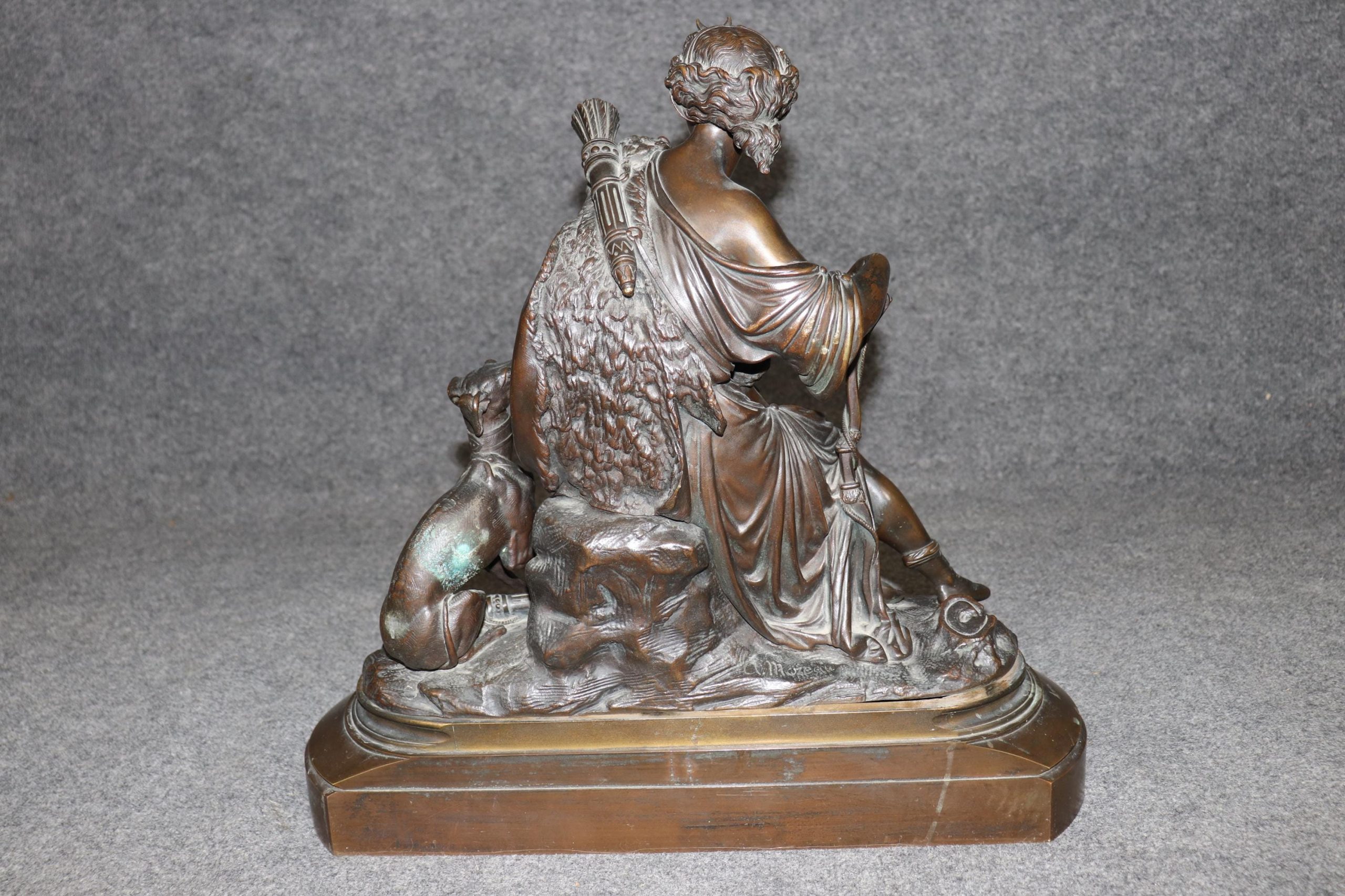 Antique 19th Century French Bronze Sculpture of Diana the Huntress by A. Moreau, Statue - Image 3