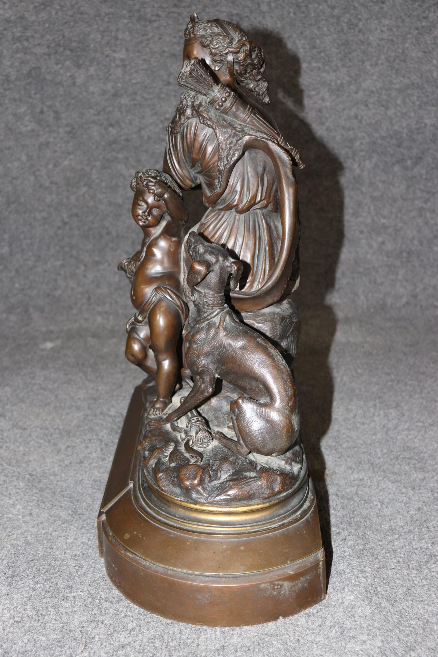 Antique 19th Century French Bronze Sculpture of Diana the Huntress by A. Moreau, Statue - Image 5