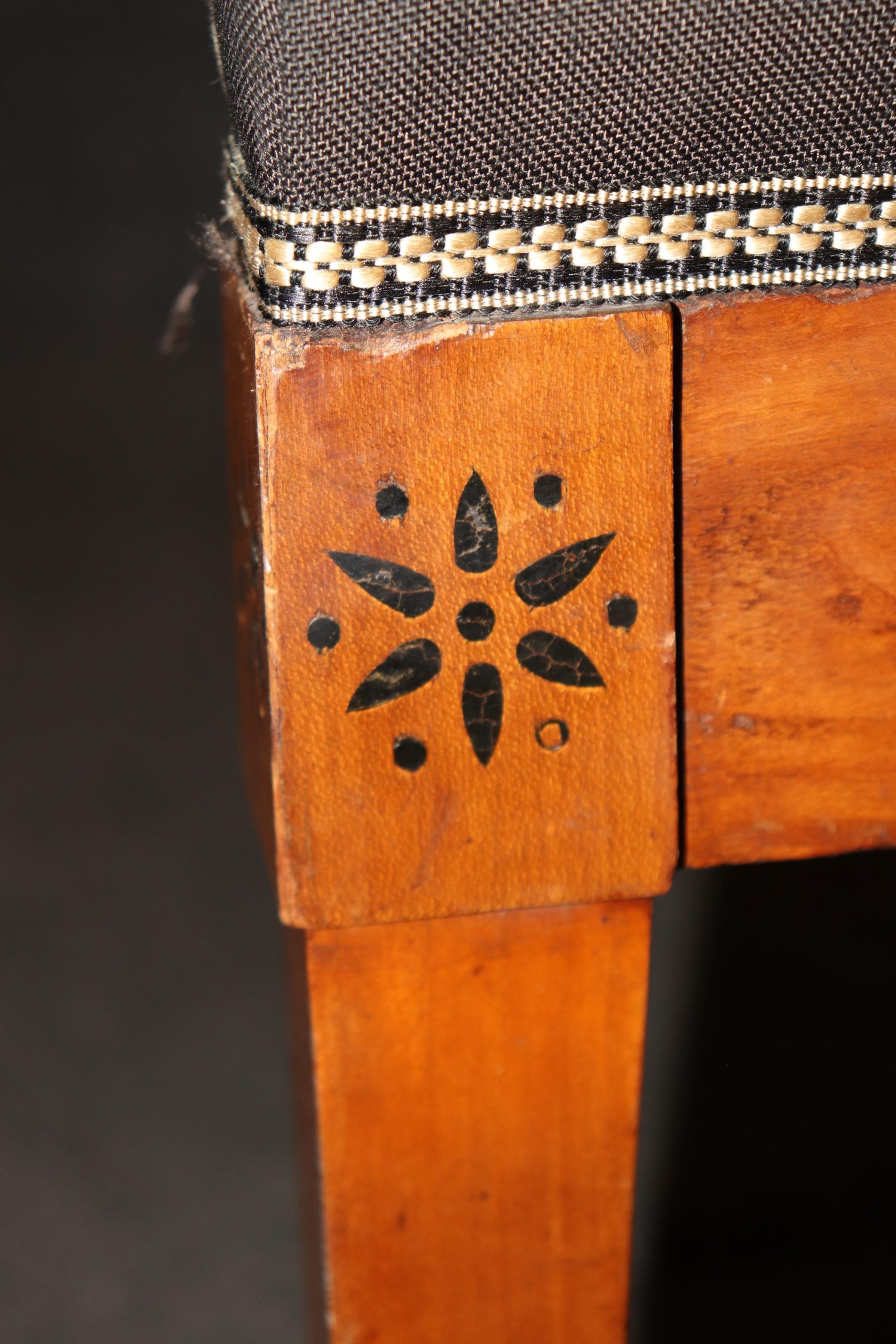 Pair of Antique Empire Style Dutch Marquetry Inlaid and Carved Side Chairs, Accent Chairs - Image 9