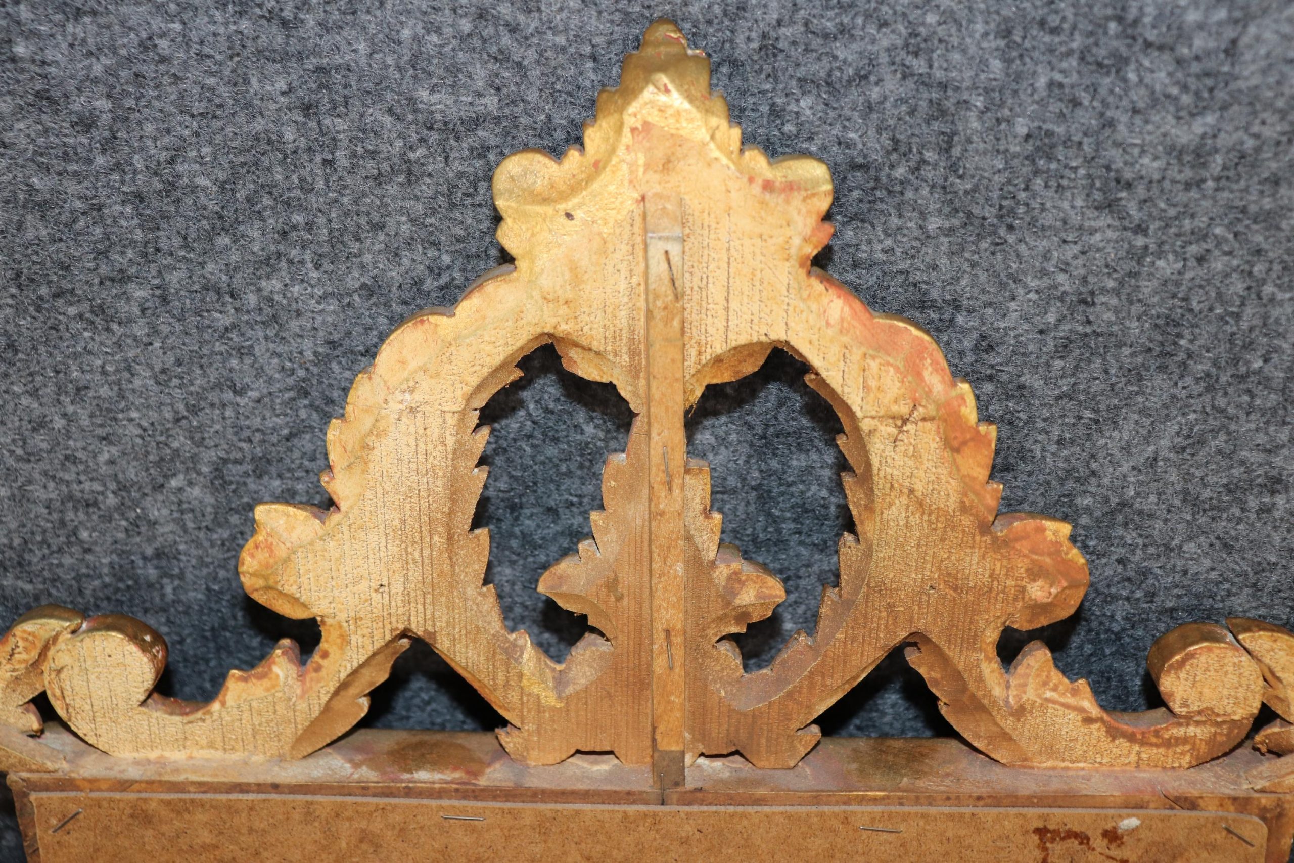 Vintage Italian Rococo Style Carved Gold Gilt Mirror, Wall Mirror - Image 4