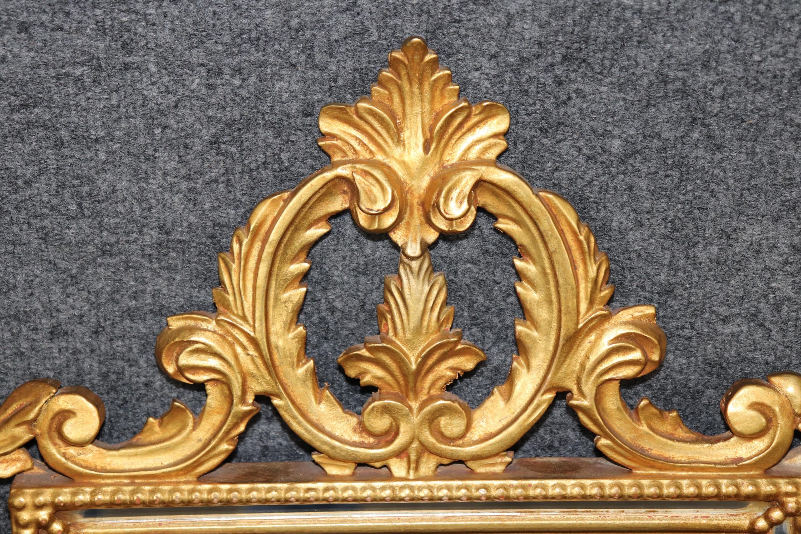 Vintage Italian Rococo Style Carved Gold Gilt Mirror, Wall Mirror - Image 6