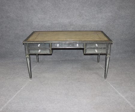 Theodore Alexander Louis XVI Mirrored Églomisé Leather Top Desk