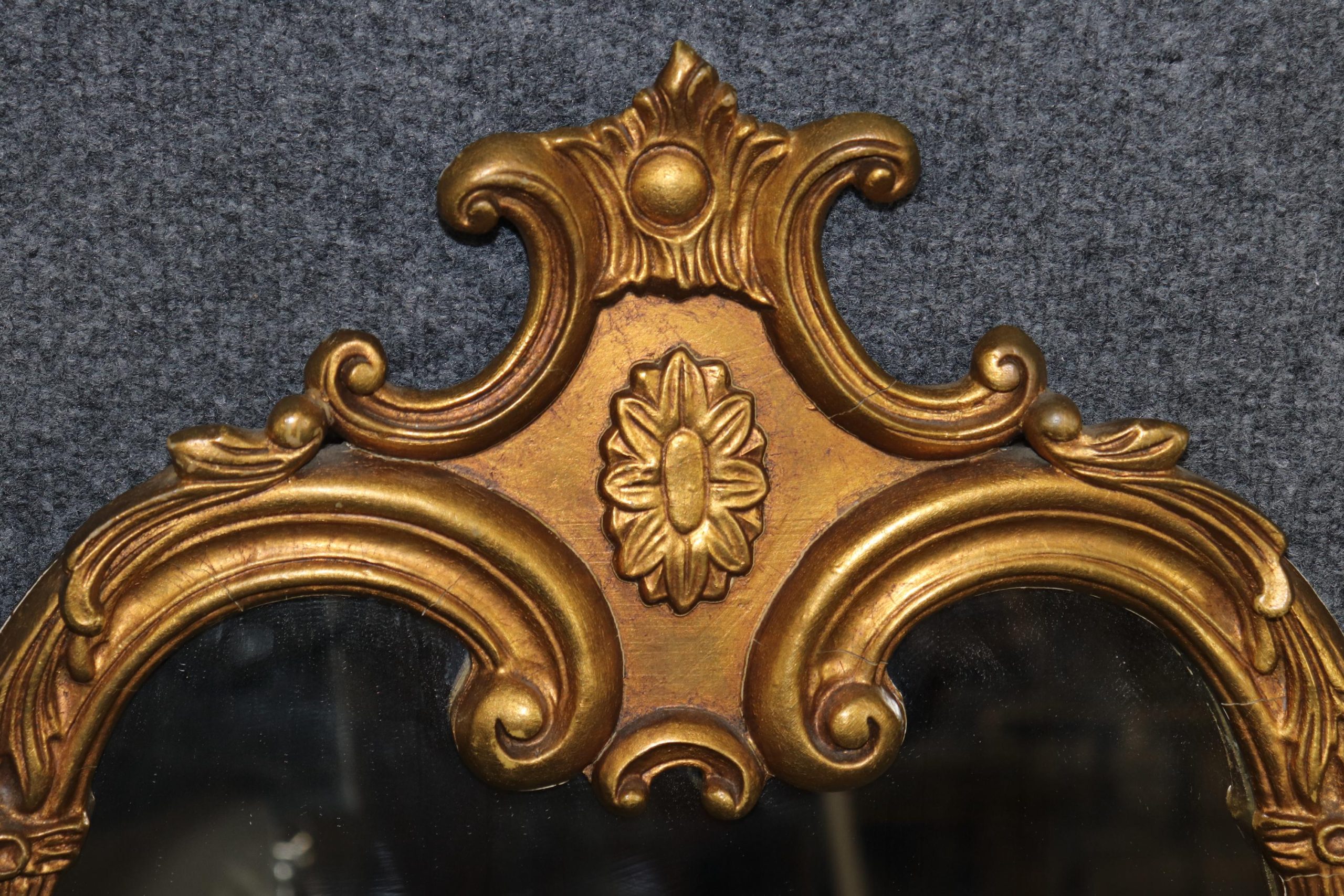 Pair of Italian Rococo Style Carved Gold Gilt Mirrors, Wall Mirrors - Image 6