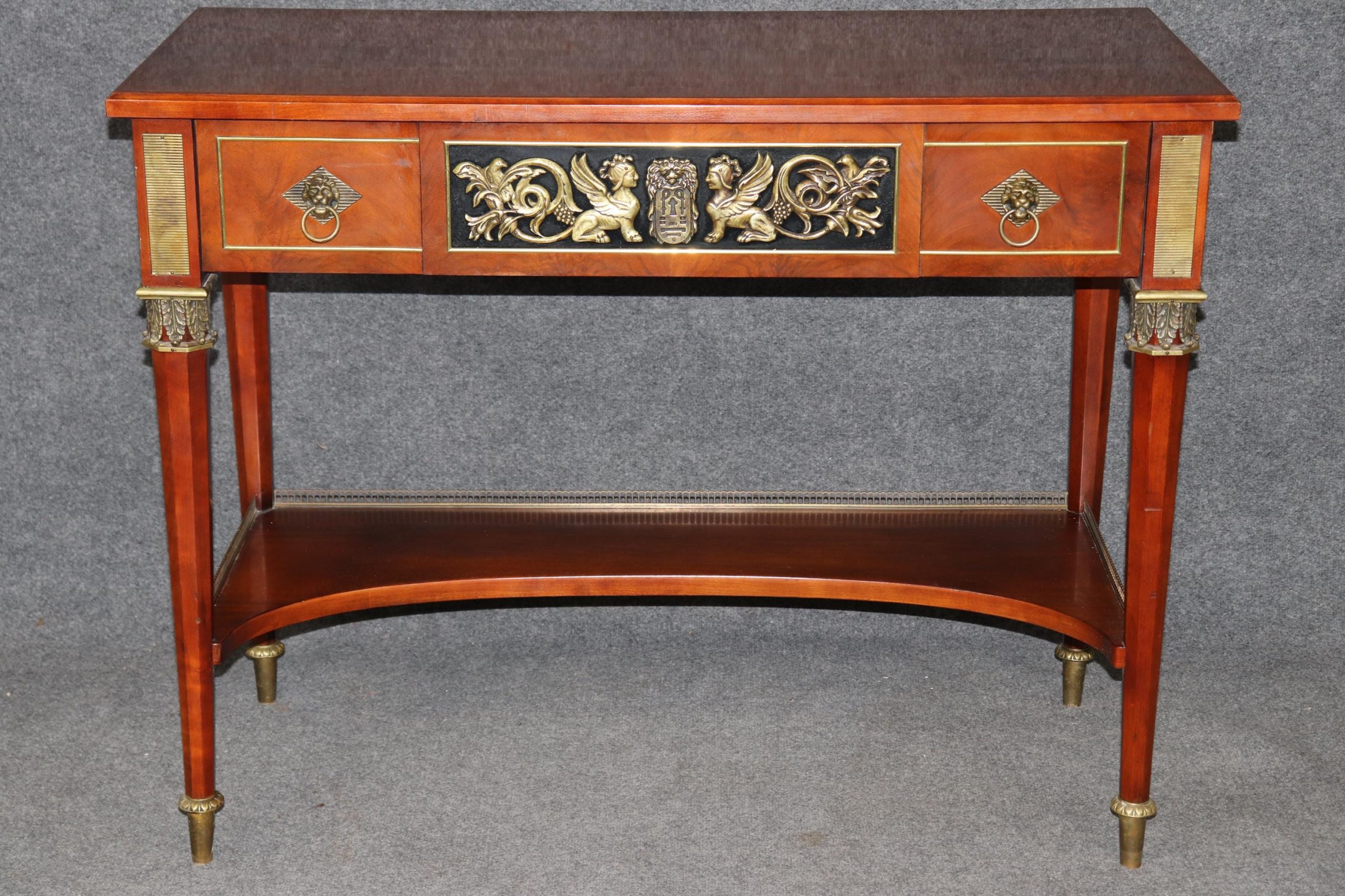 Directoire Style Two Tier Console Table by John Widdicomb with Brass Mounts, Sofa Table - Image 2