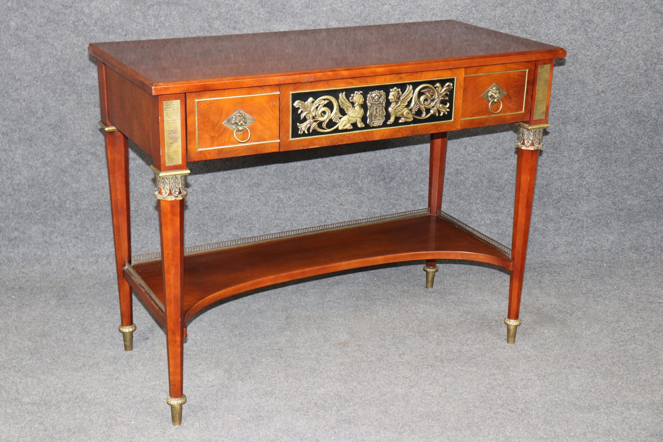 Directoire Style Two Tier Console Table by John Widdicomb with Brass Mounts, Sofa Table - Image 3