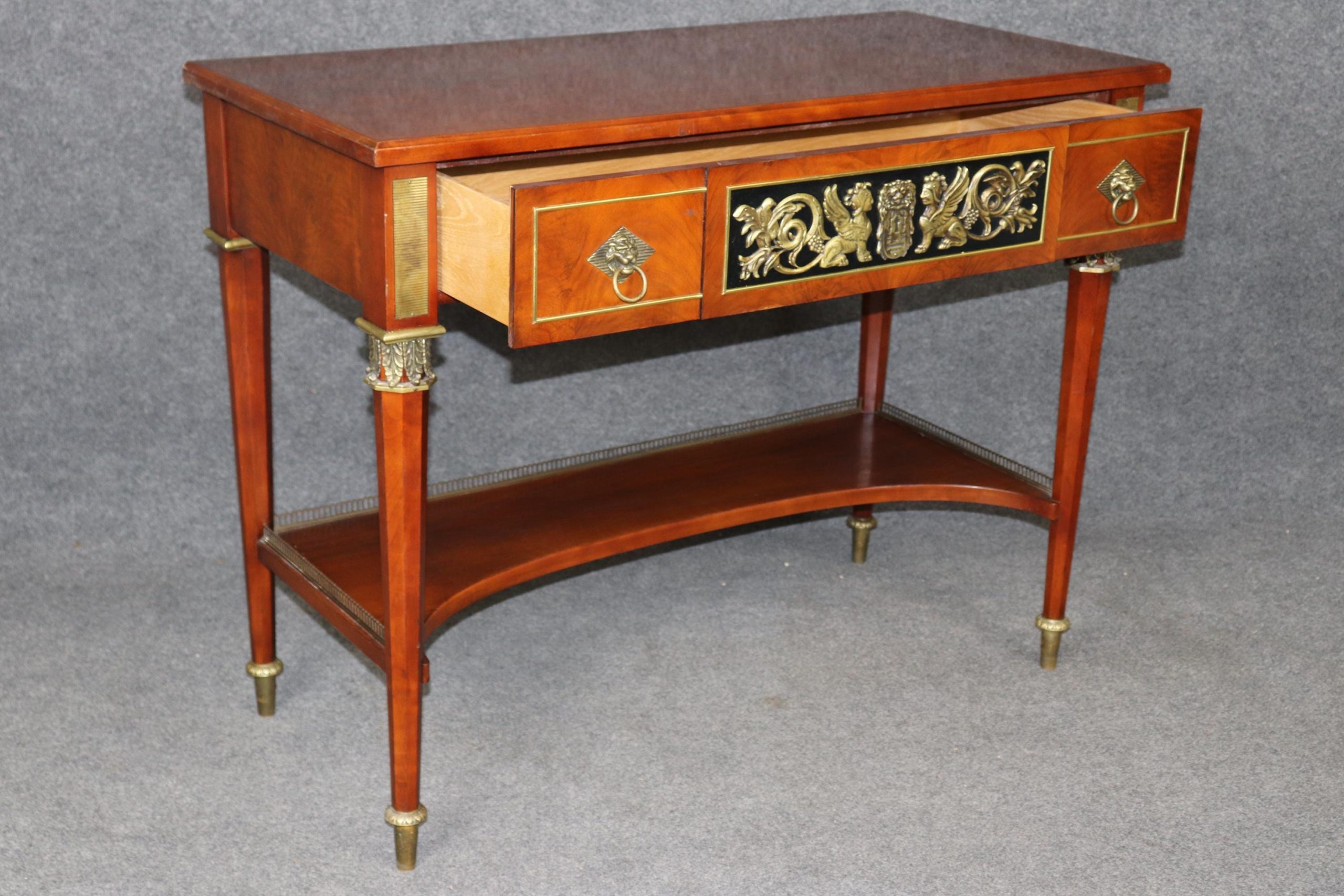Directoire Style Two Tier Console Table by John Widdicomb with Brass Mounts, Sofa Table - Image 6