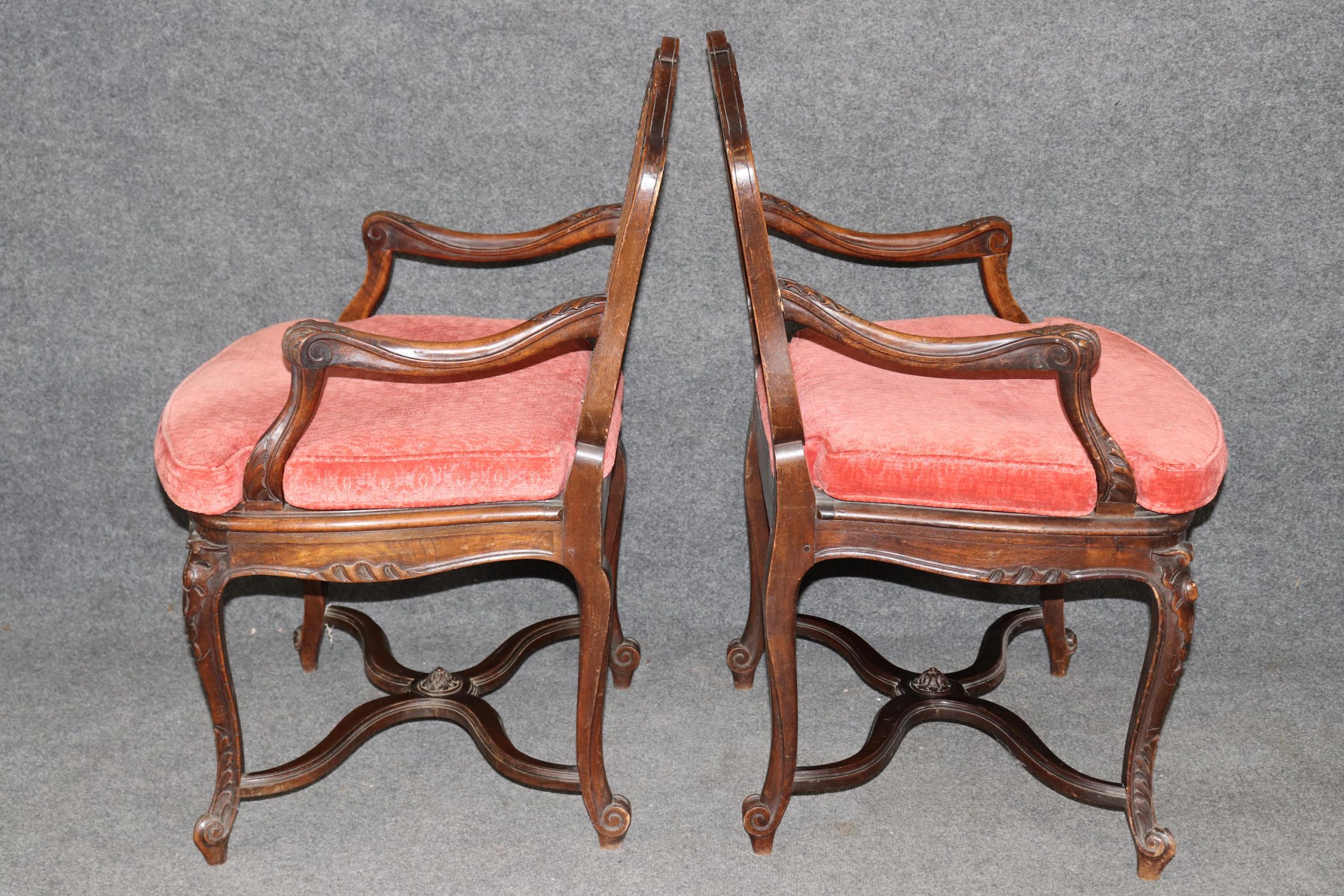 Pair of French Louis XV Carved Cane Back Armchairs C. 1900, Bergeres - Image 3