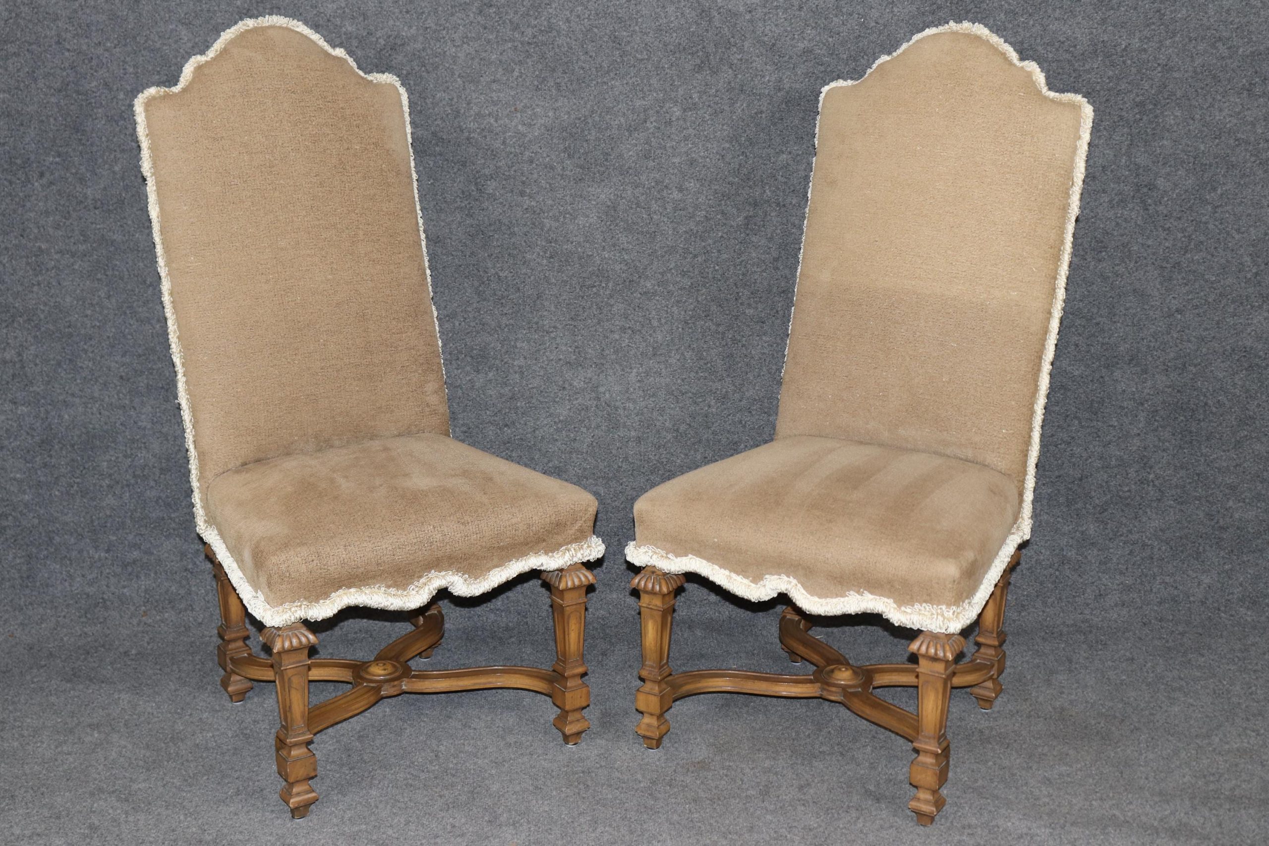6 Baker Louis XIV Style Upholstered and Carved Dining Chairs, Side Chairs - Image 3