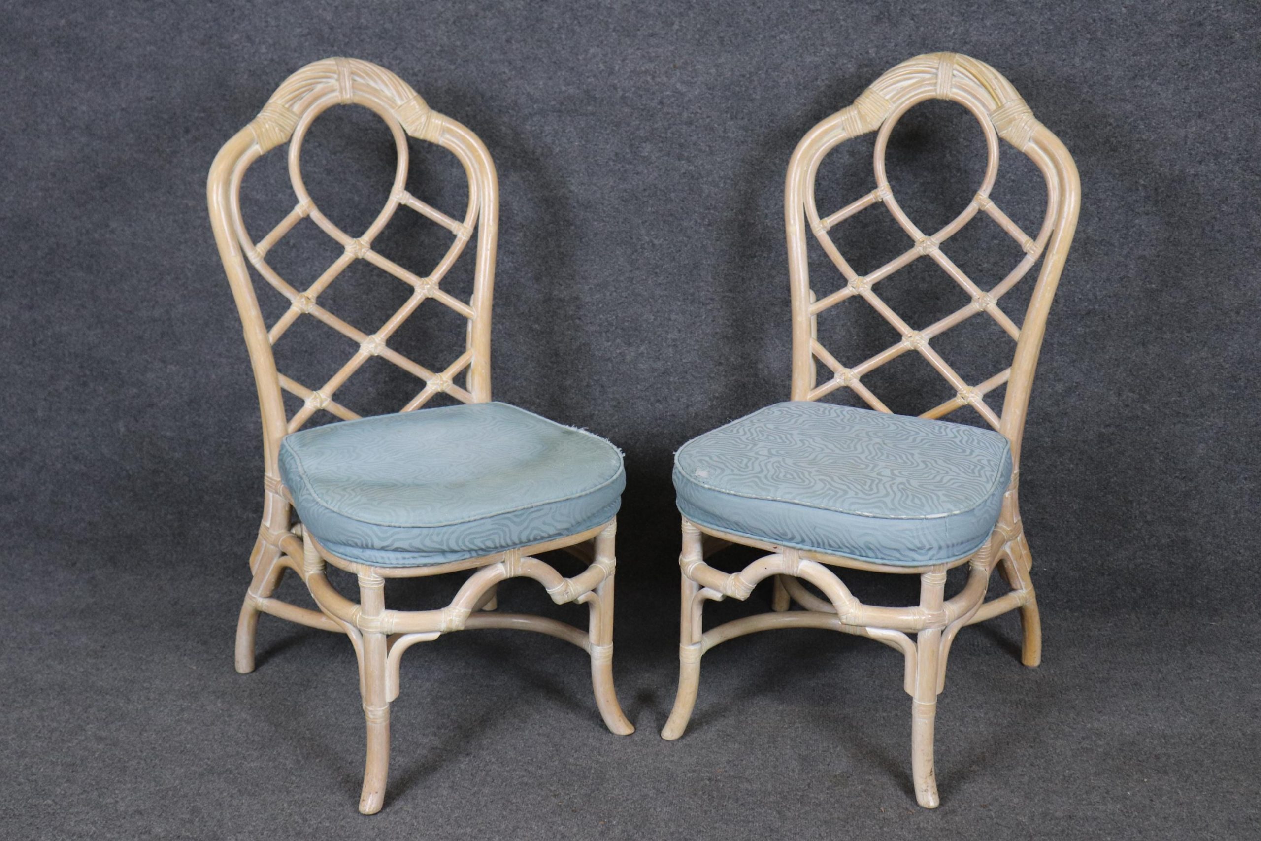 6 Lane Venture Bamboo Distressed Paint Decorated Dining Chairs, Vintage Chairs - Image 2