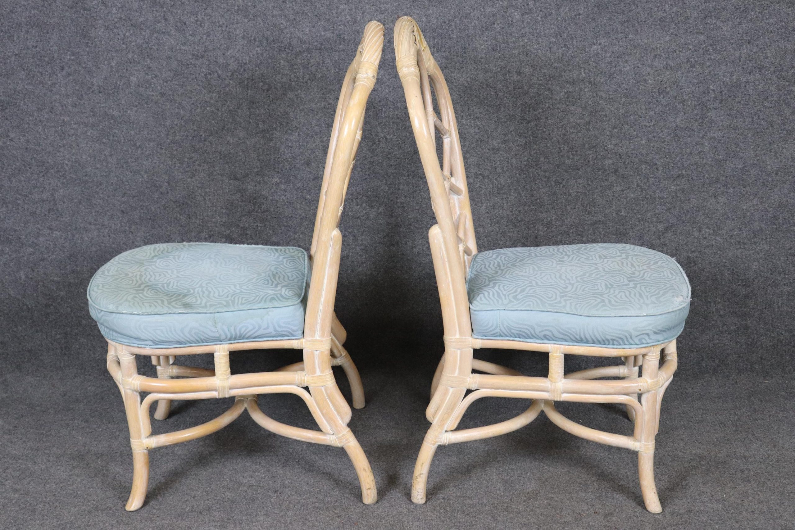 6 Lane Venture Bamboo Distressed Paint Decorated Dining Chairs, Vintage Chairs - Image 4