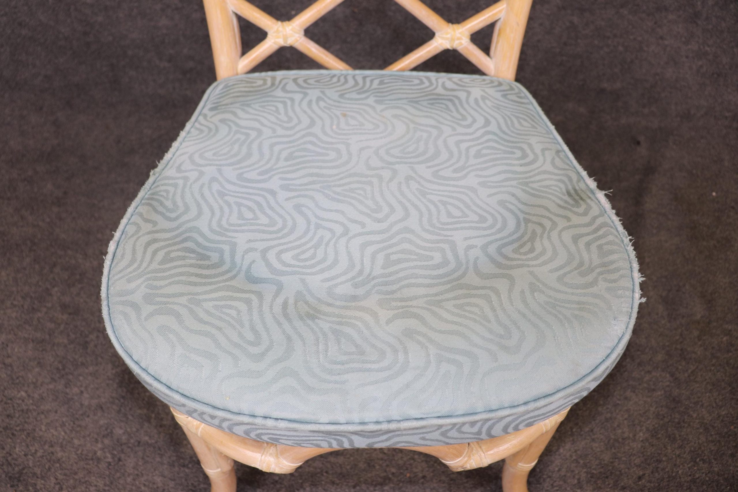 6 Lane Venture Bamboo Distressed Paint Decorated Dining Chairs, Vintage Chairs - Image 9