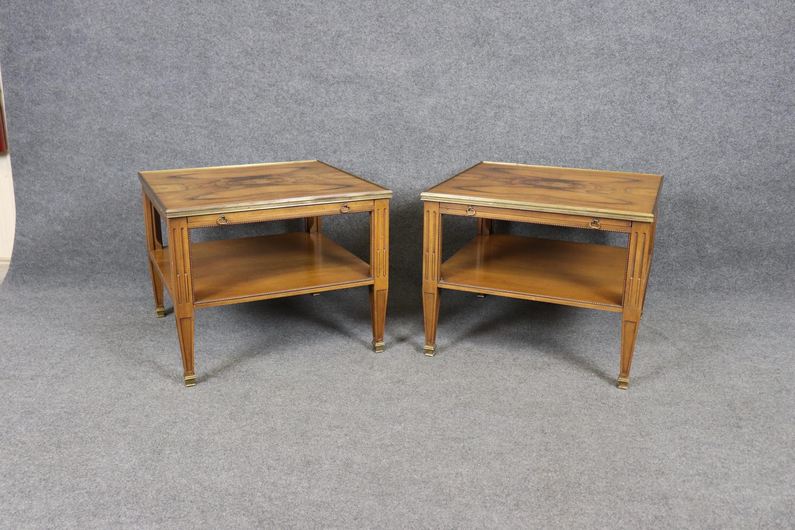 Pair of Directoire Style Brass Mounted End Tables by Baker Furniture circa f1960s, Side Tables