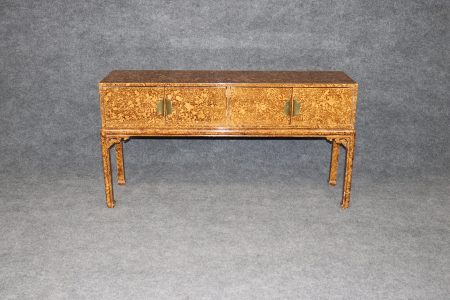 Vintage Hollywood Regency Style Faux Tortoise Shell Brass Mounted Server, Sideboard