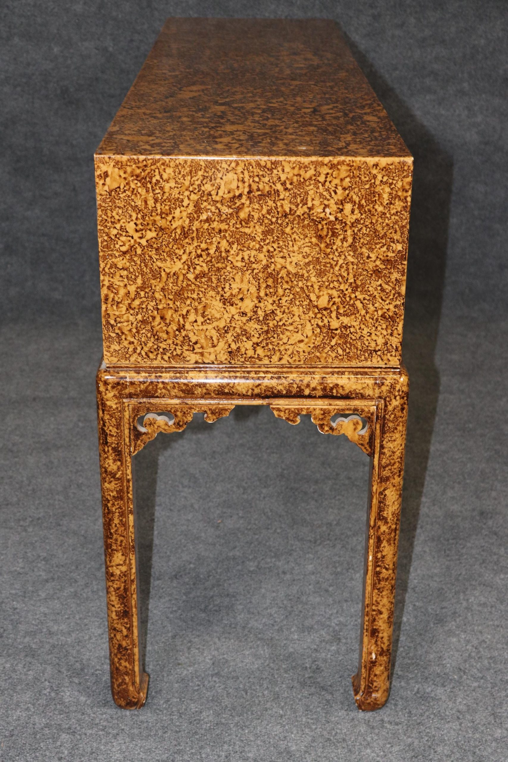 Vintage Hollywood Regency Style Faux Tortoise Shell Brass Mounted Server, Sideboard - Image 2