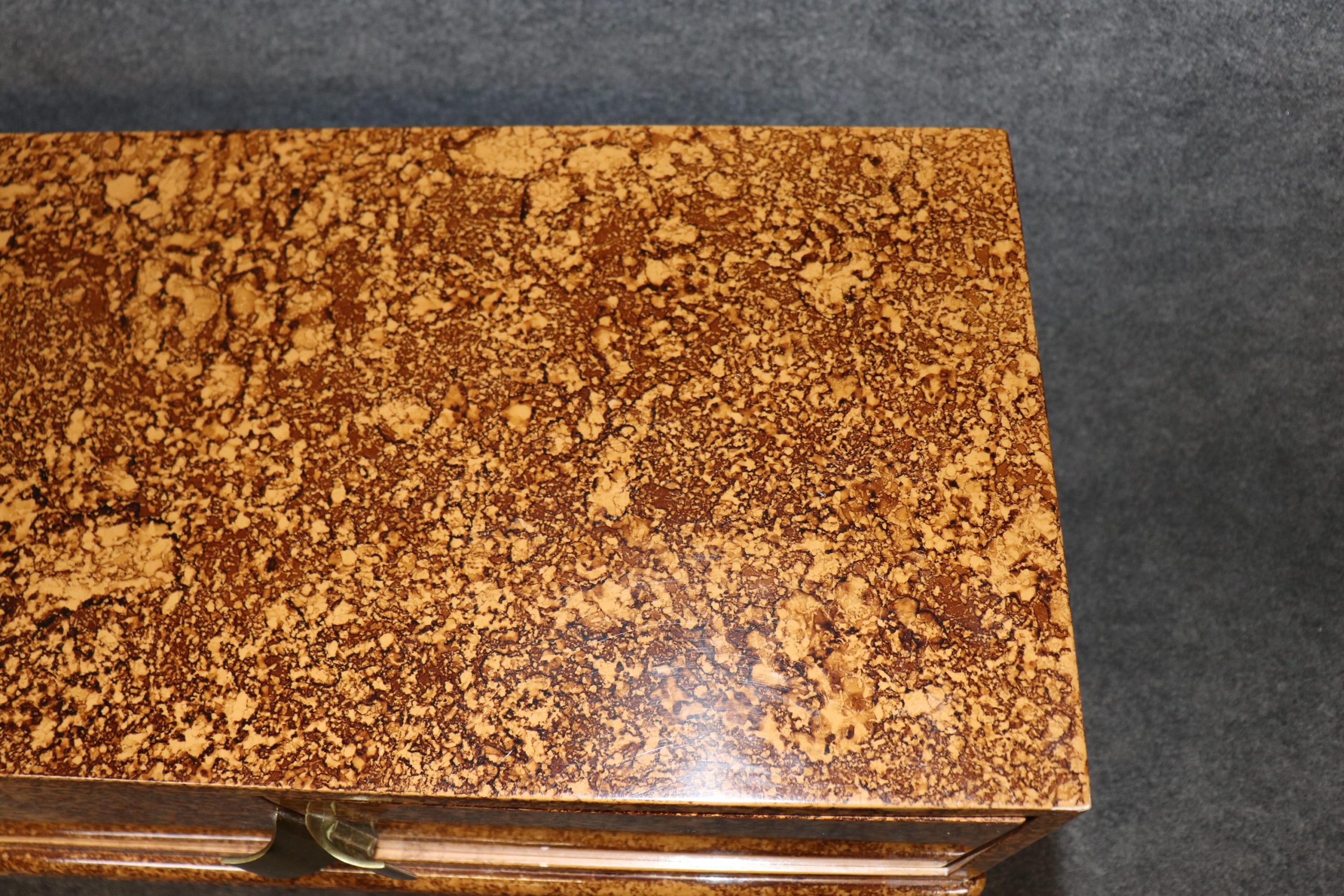 Vintage Hollywood Regency Style Faux Tortoise Shell Brass Mounted Server, Sideboard - Image 9