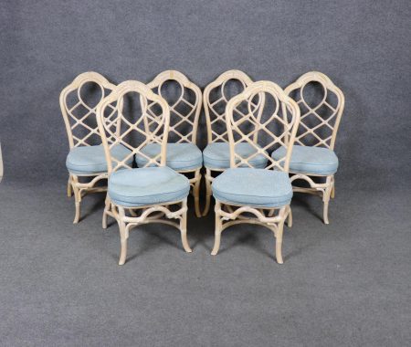 6 Lane Venture Bamboo Distressed Paint Decorated Dining Chairs, Vintage Chairs