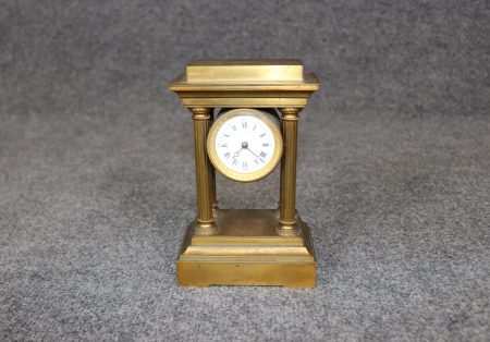 Antique Italian Bronze Ormolu Desk Clock: Neoclassical Gold Mantle Clock