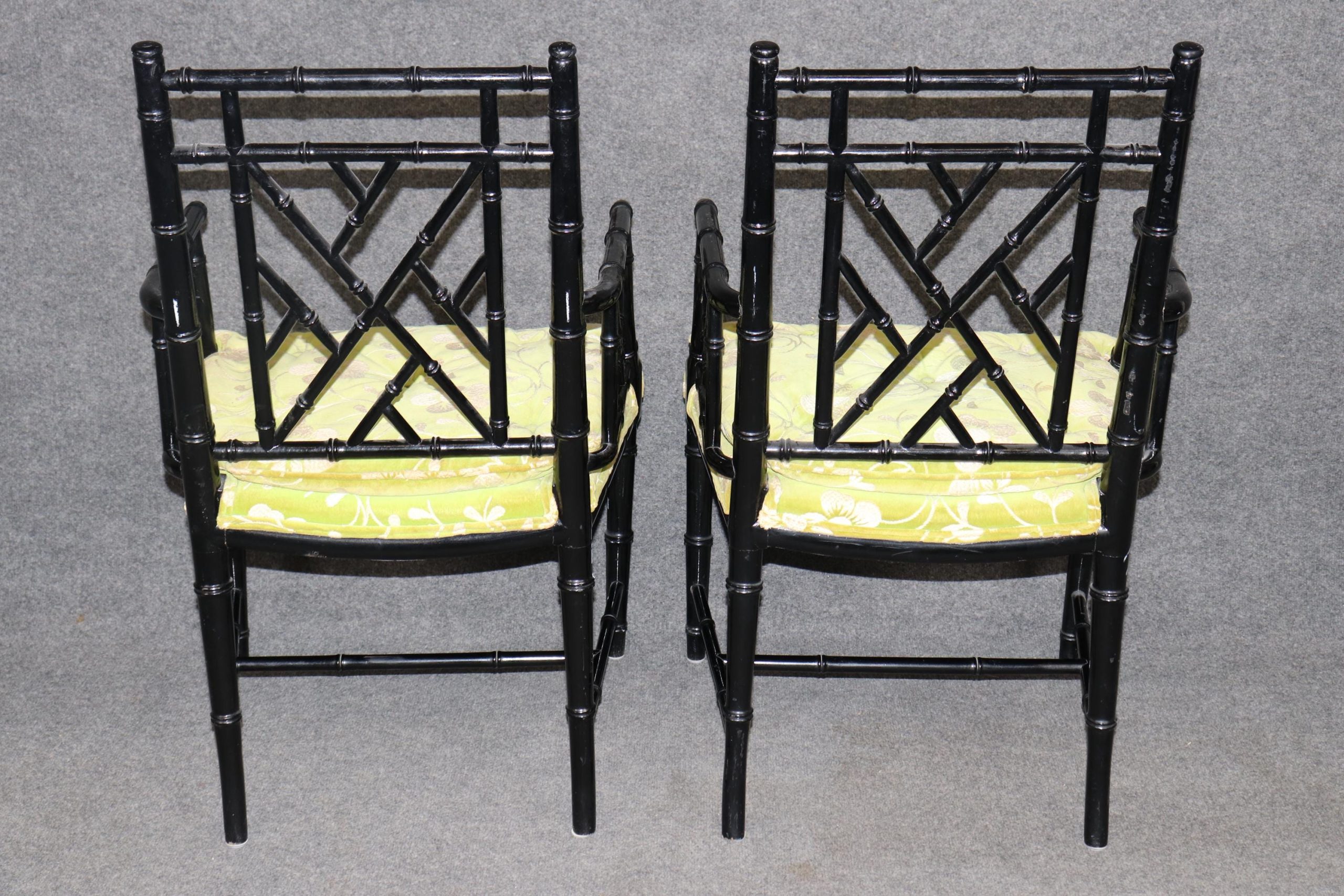 Hollywood Regency Ebonized Armchairs - Set of 4 Vintage Dining Chairs - Image 5