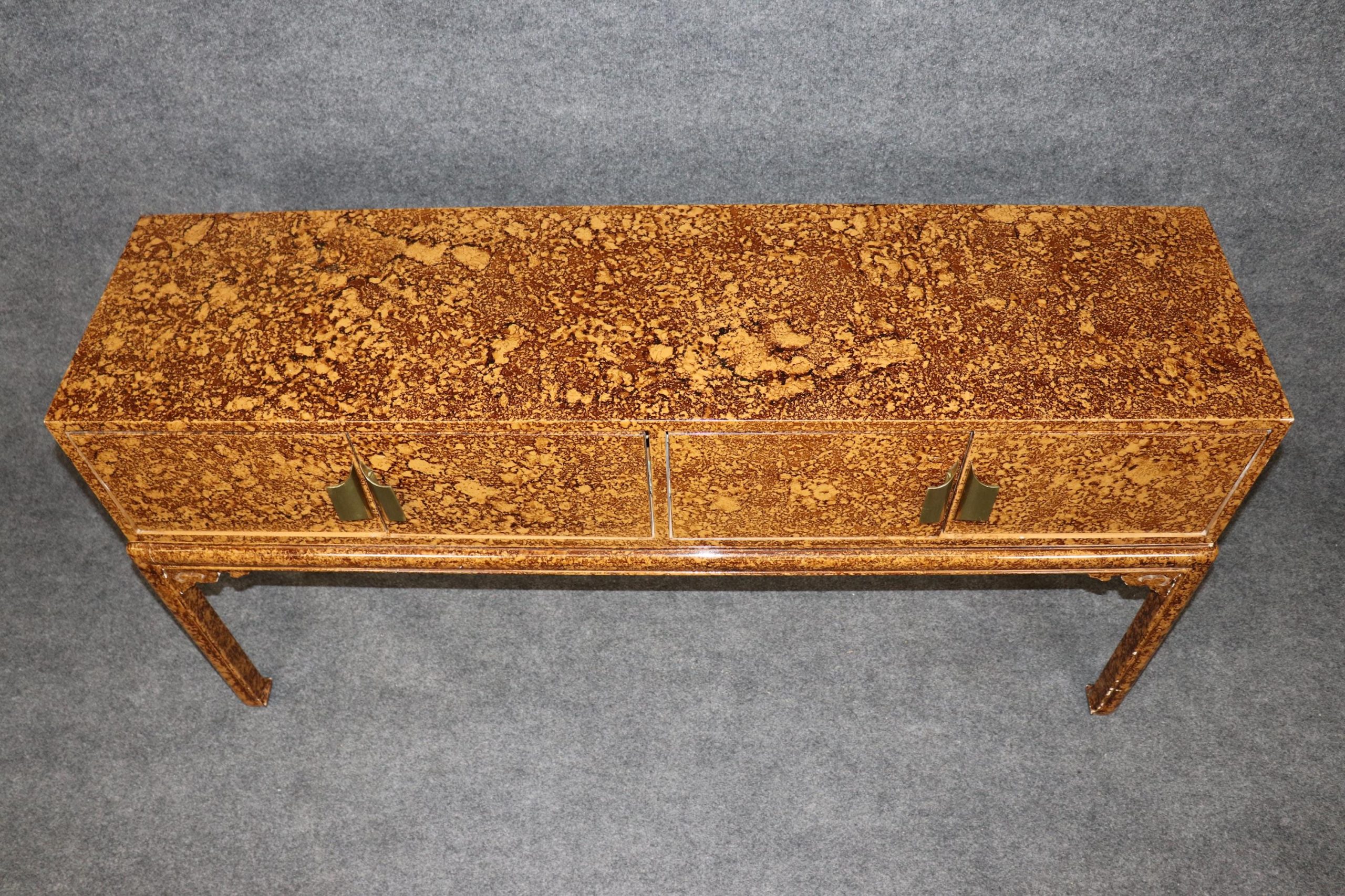 Vintage Hollywood Regency Style Faux Tortoise Shell Brass Mounted Server, Sideboard - Image 5