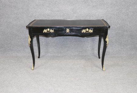 Vintage Louis XV Style Ebonized Desk by Bodart: Brass Mounted Writing Desk