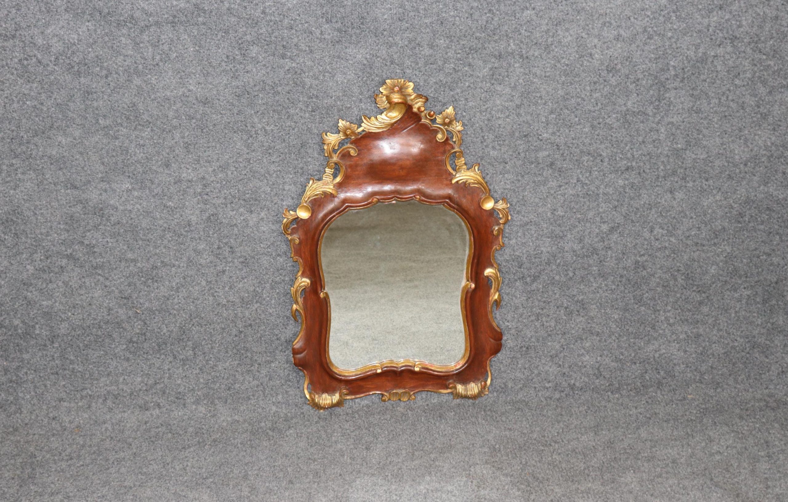 Antique Rococo Gilt Wood Mirror: Italian Carved Wall Decor