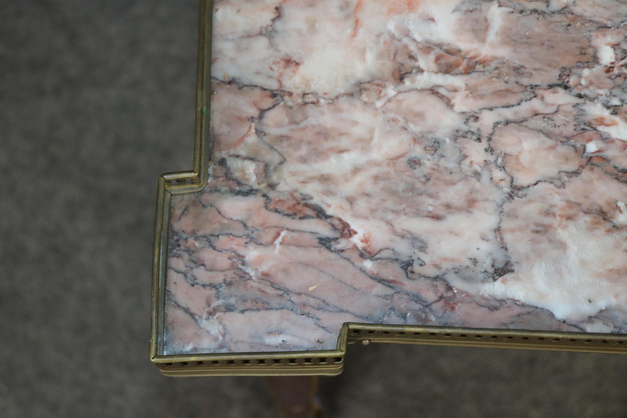 French Louis XVI Style Bronze Mounted Marble Top Accent Table, Side Table - Image 5