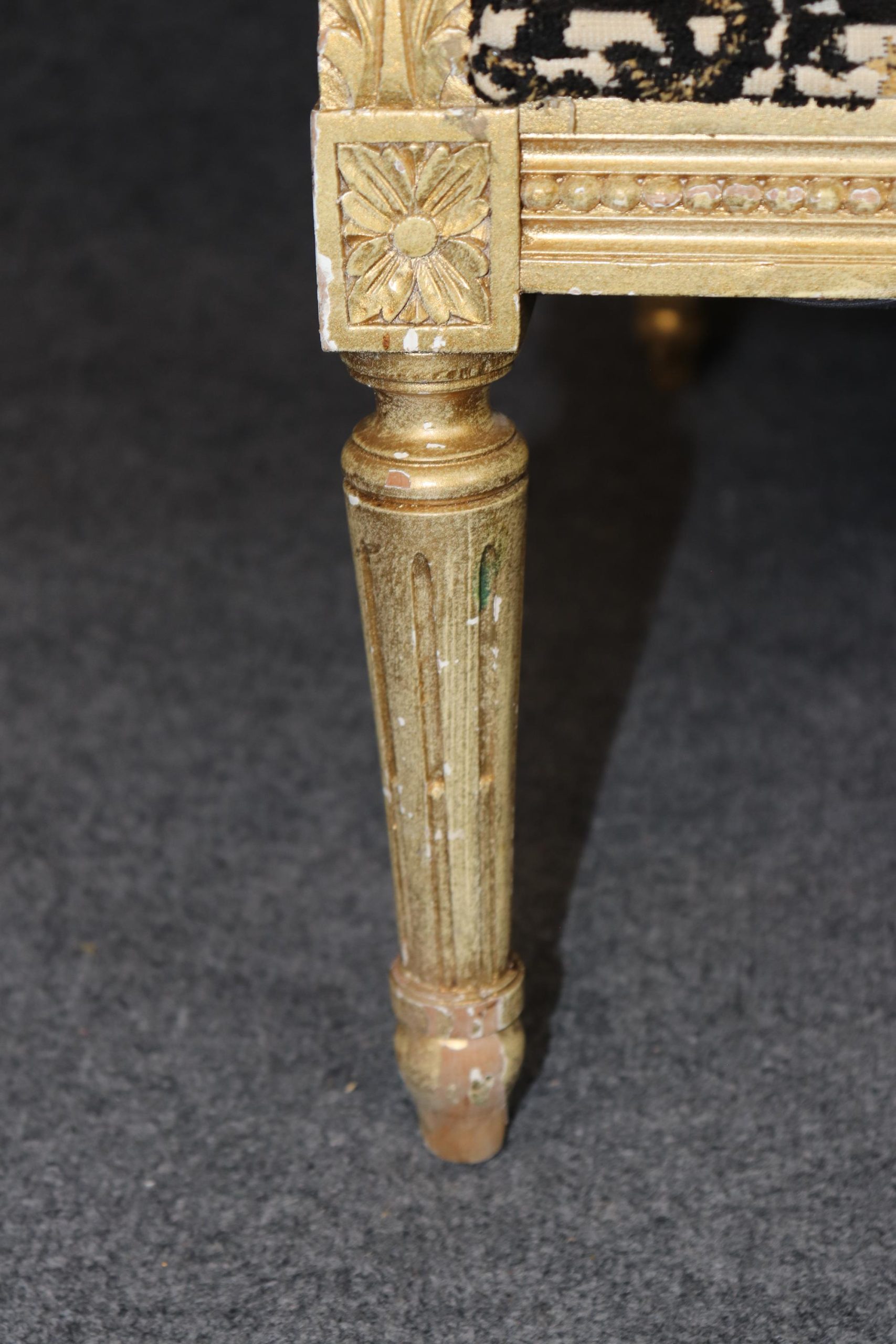 Pair of Louis XVI Style Gilt Carved Bergeres circa 1960s, Armchairs - Image 10