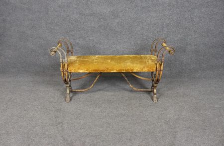 Vintage Victorian Style Metal Upholstered Window Bench, Boudoir Bench