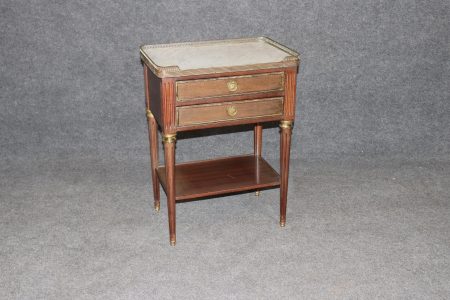 Vintage French Louis XVI Style Marble Top Nightstand, Side Table