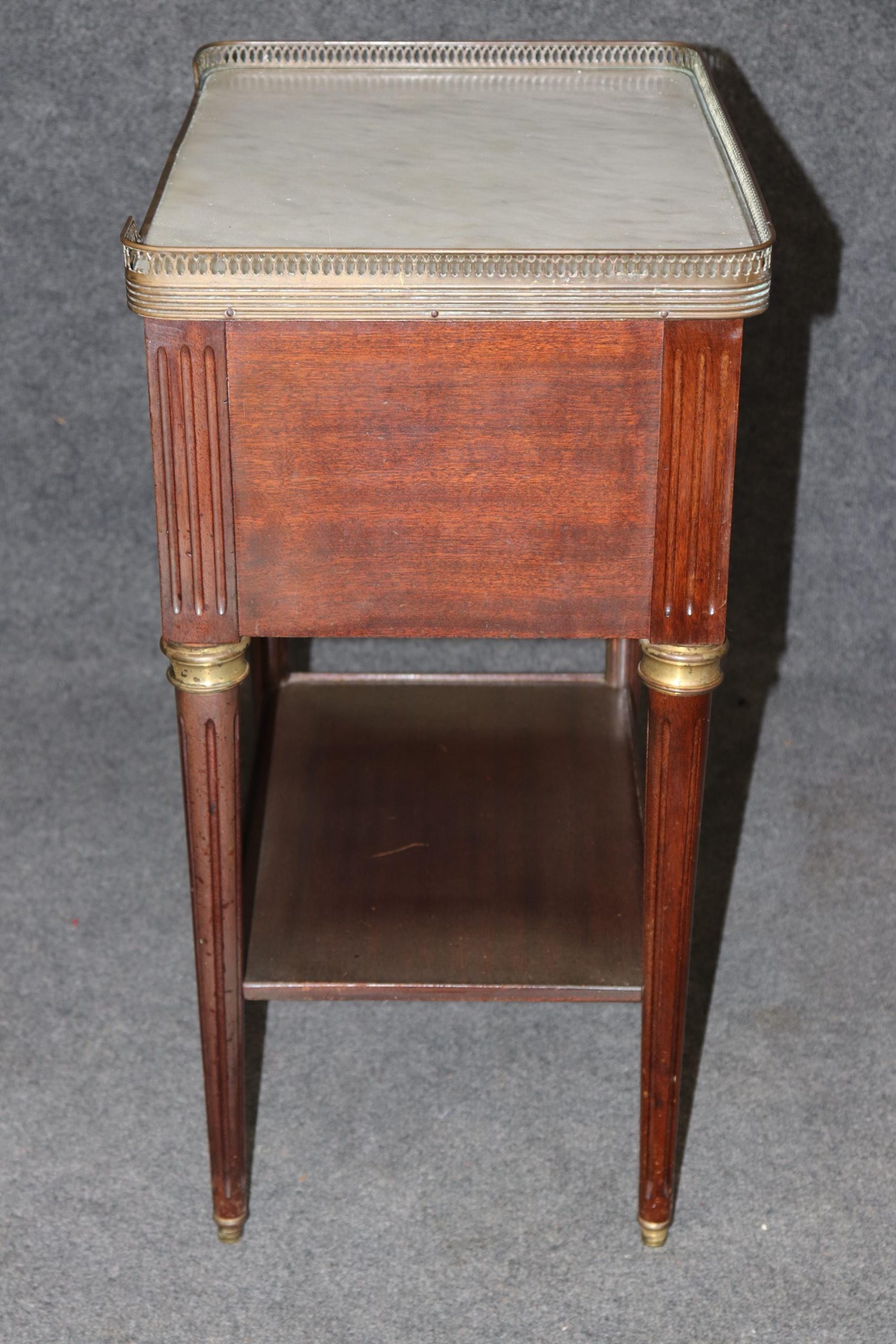 Vintage French Louis XVI Style Marble Top Nightstand, Side Table - Image 4