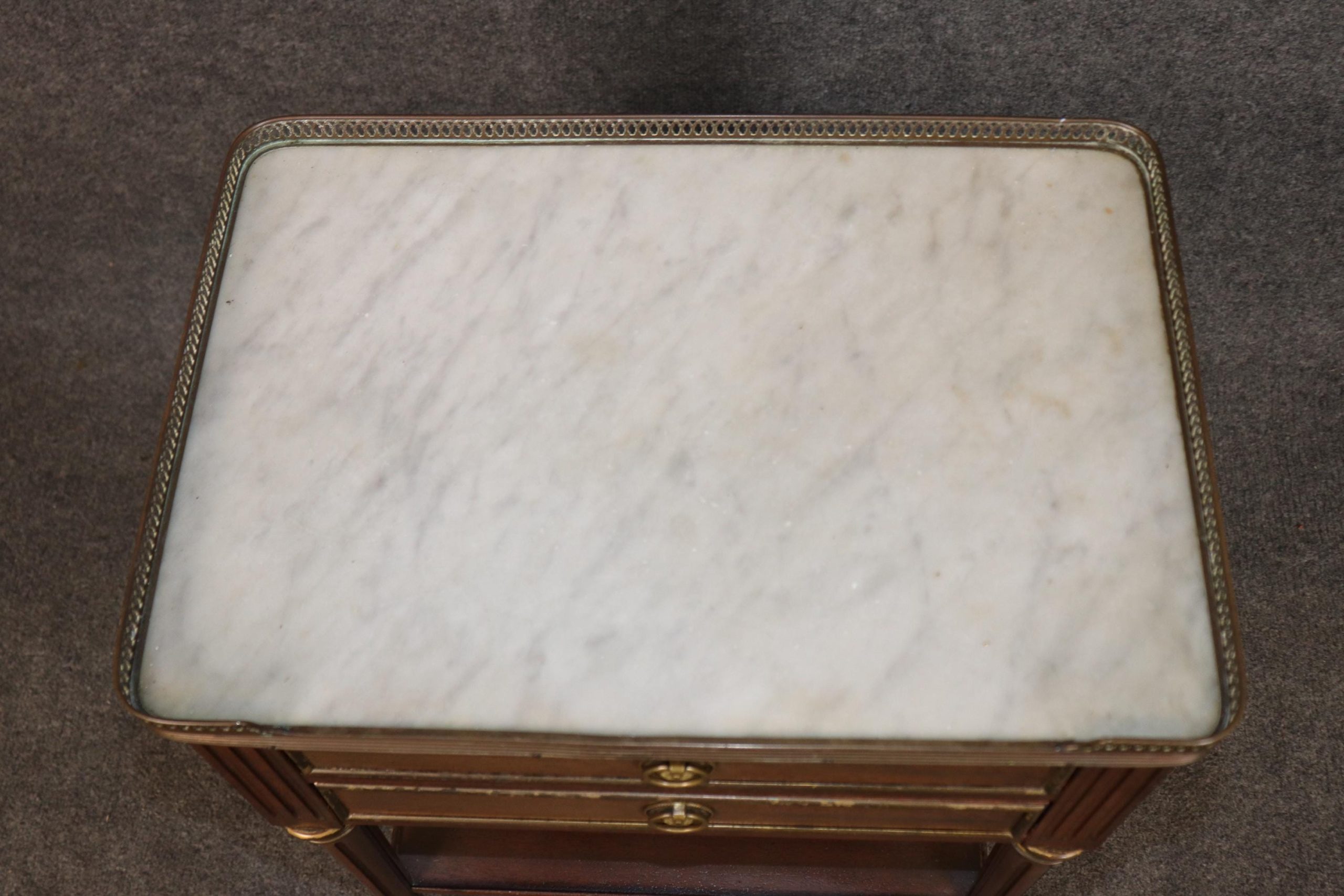 Vintage French Louis XVI Style Marble Top Nightstand, Side Table - Image 6