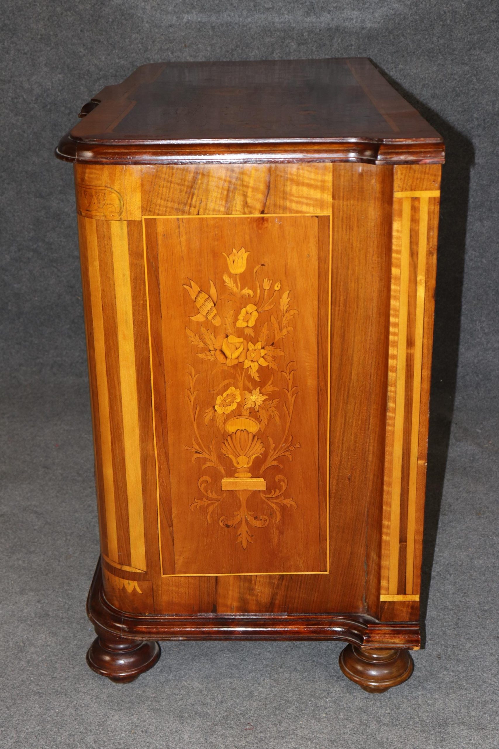 Antique Turn of the Century Italian Marquetry Inlaid 3 Drawer Commode, Chest of Drawers - Image 2