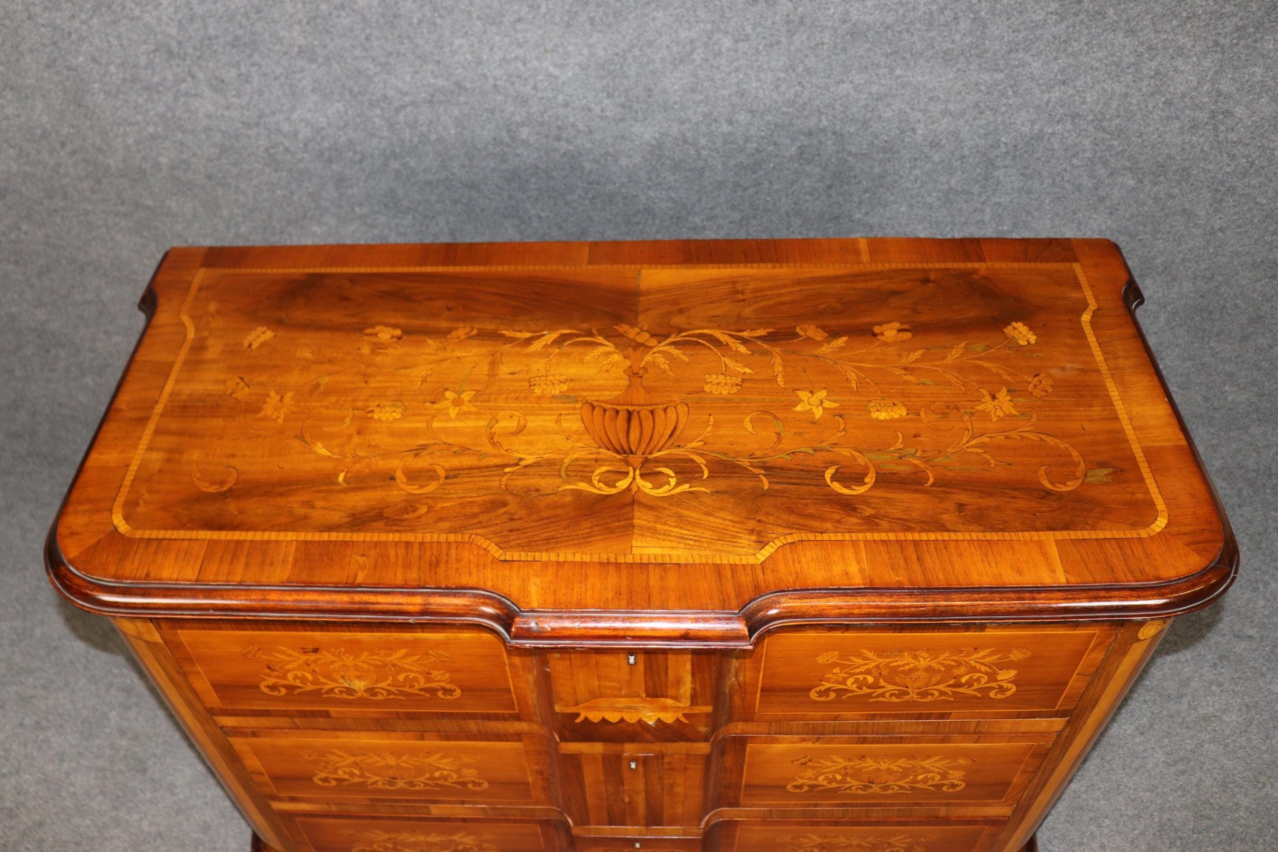 Antique Turn of the Century Italian Marquetry Inlaid 3 Drawer Commode, Chest of Drawers - Image 6