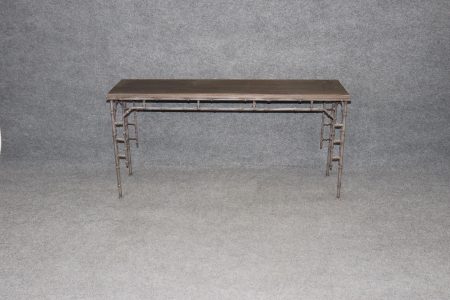 Mid Century Bagues Style Metal Console Table with Formica Top, Sofa Table