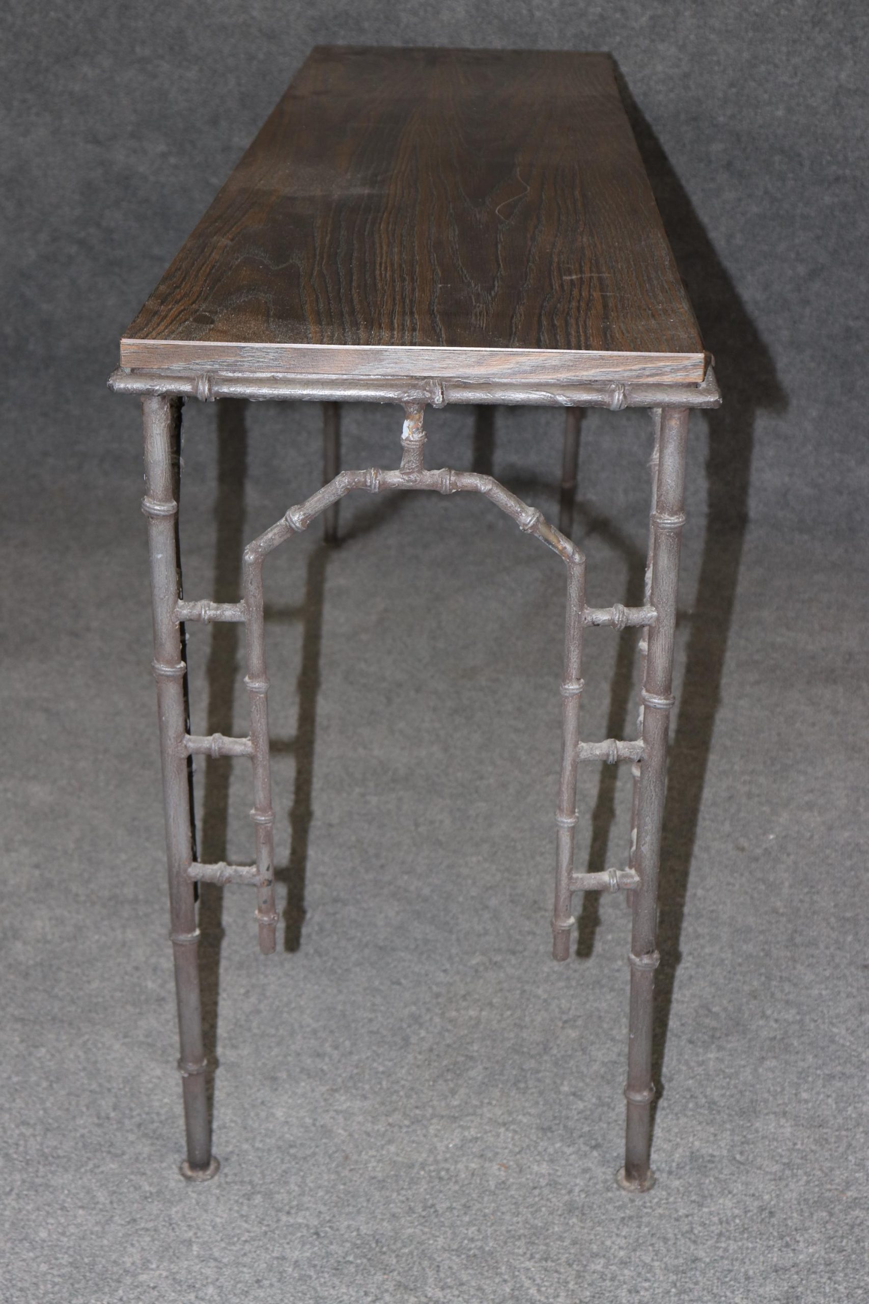 Mid Century Bagues Style Metal Console Table with Formica Top, Sofa Table - Image 4